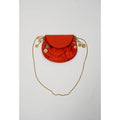 Vintage Red Satin Gold Coin Charm Chain Shoulder Bag