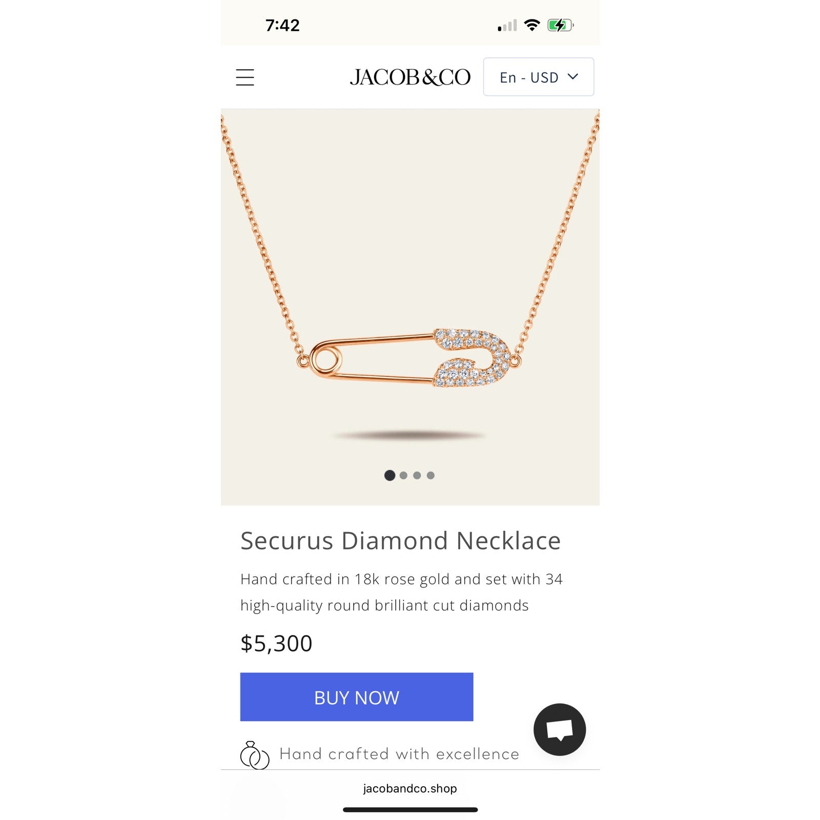 Securus Diamond Necklace 18K White Gold & Diamonds