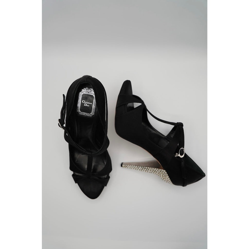 Vintage Black Satin Heels