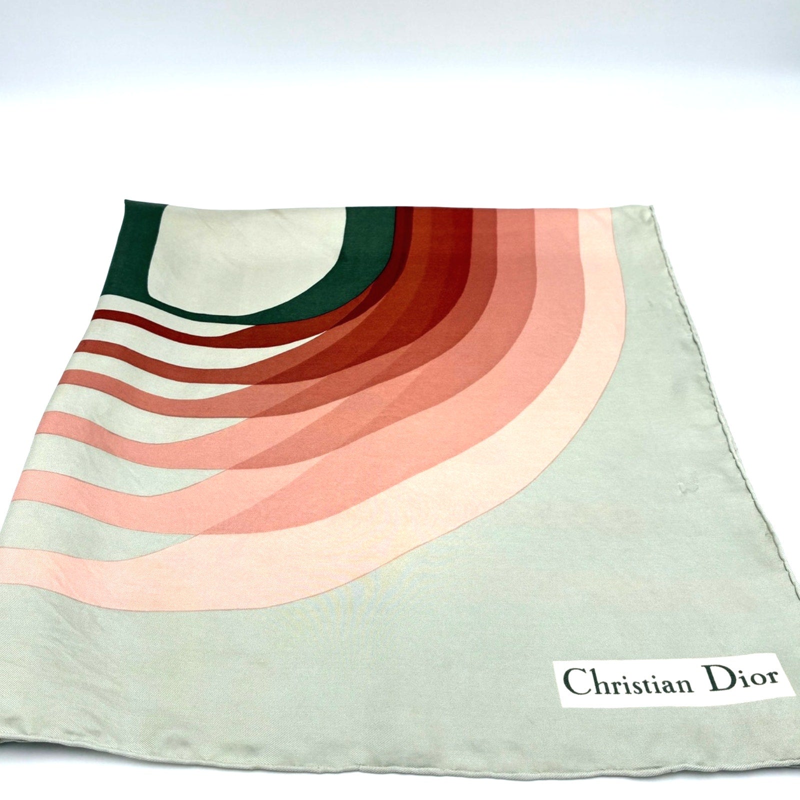30" Vintage  Monogram Letter Pink and Gray Silk Scarf