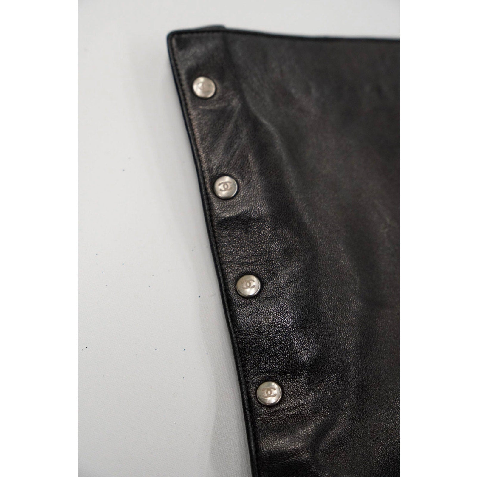 Vintage Leather Black Boots Interlocking CC Buttons