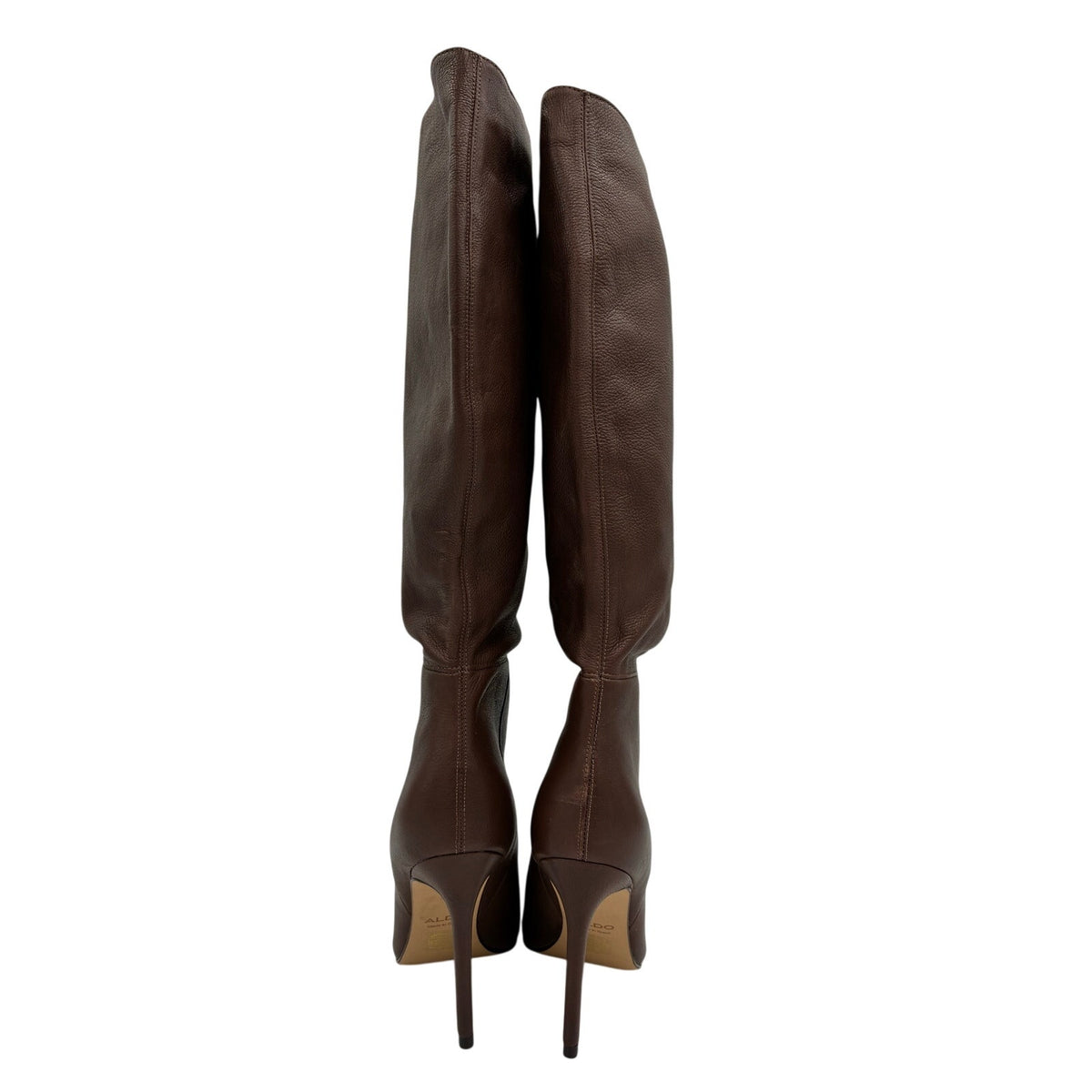 Chocolate Brown Soft Leather Slouchy Square Toe Boots