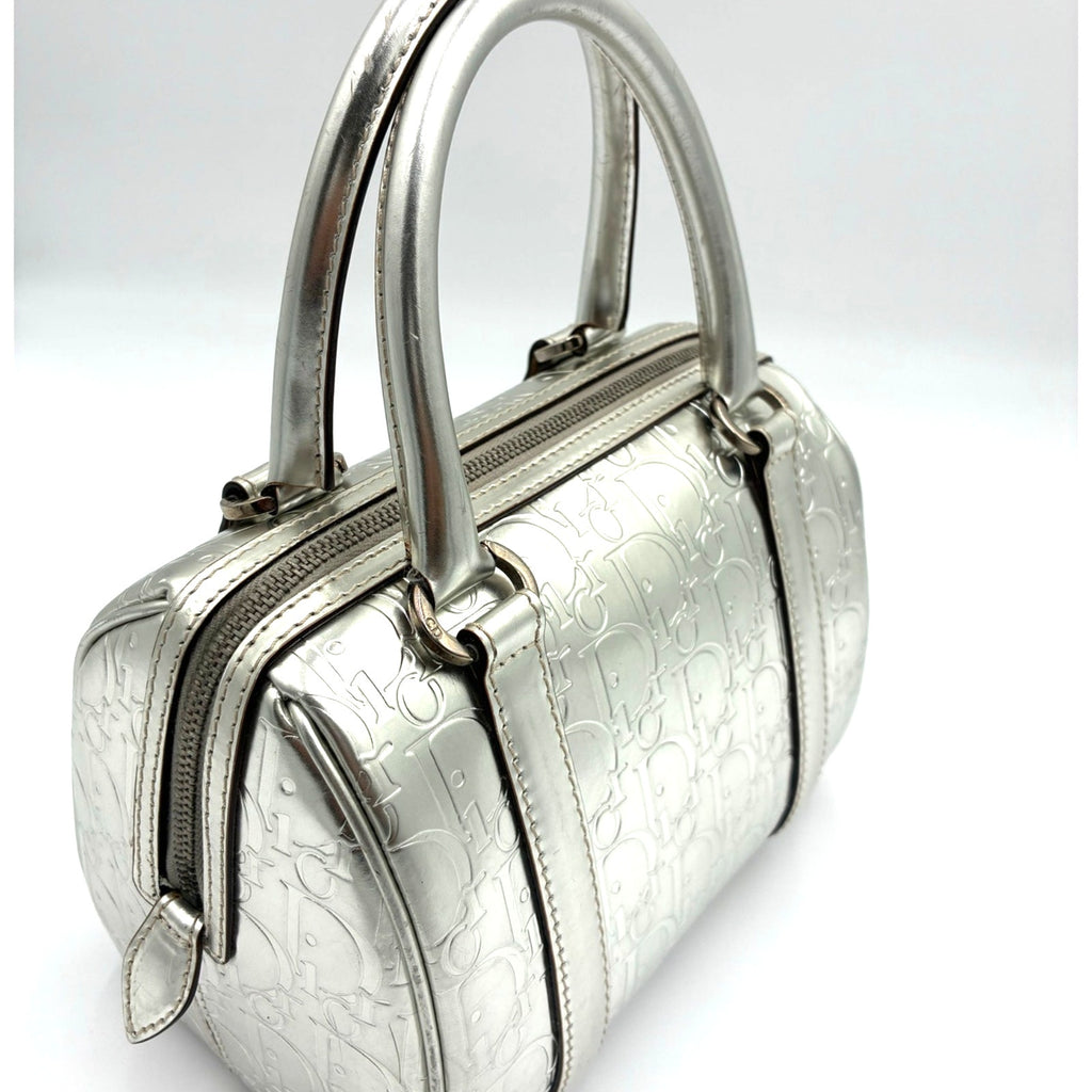 Silver Canvas Trotter Boston Bag