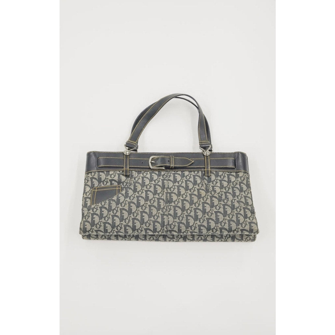 Jean Pocket Tote Vintage Blue Canvas Shoulder Bag