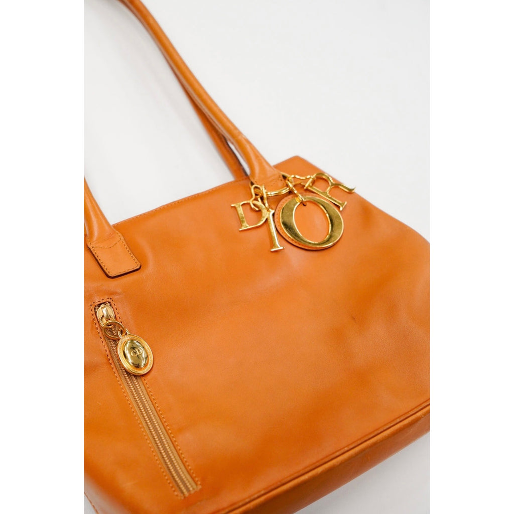 Vintage Brown Leather Shoulder Bag Gold Hardware