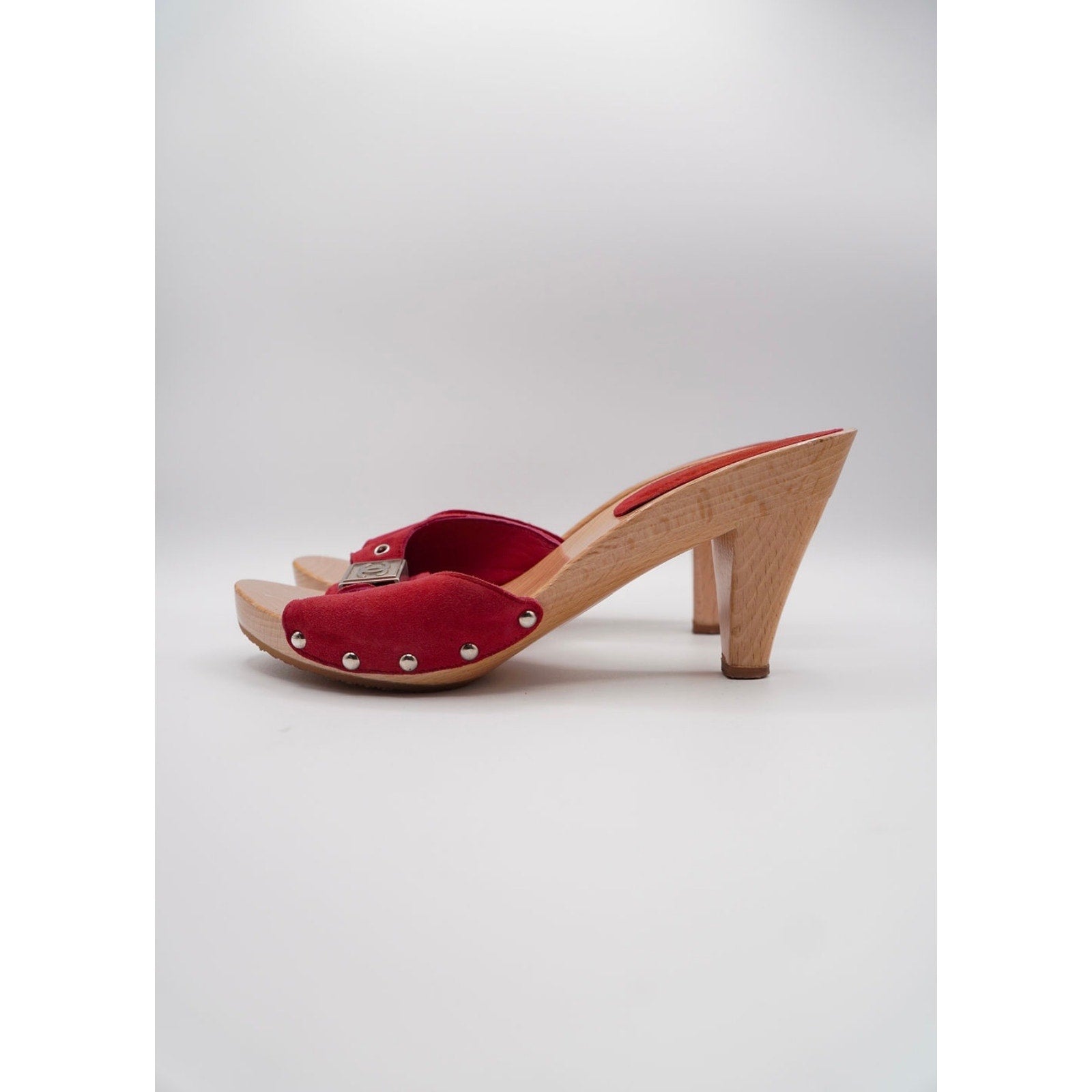 Vintage Red Suede CC Platform Mule