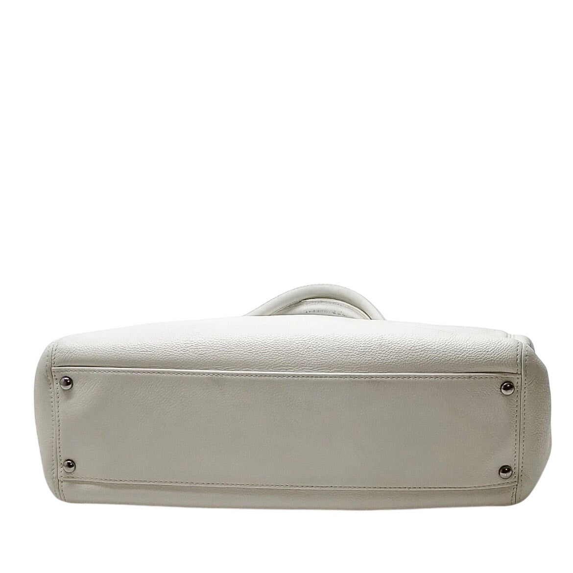 Executive Tote White Caviar Leather Silk CC Twilley