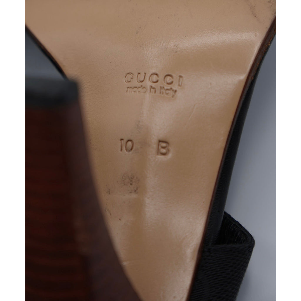 GG Black Canvas Leather Slingback Heels