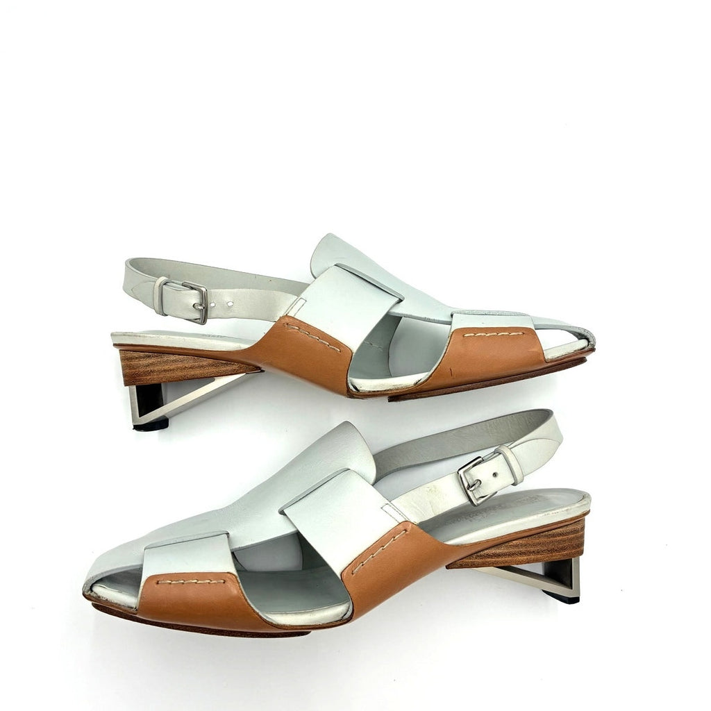 39.5 Blue Leather Slingback Sandals Spring 2018