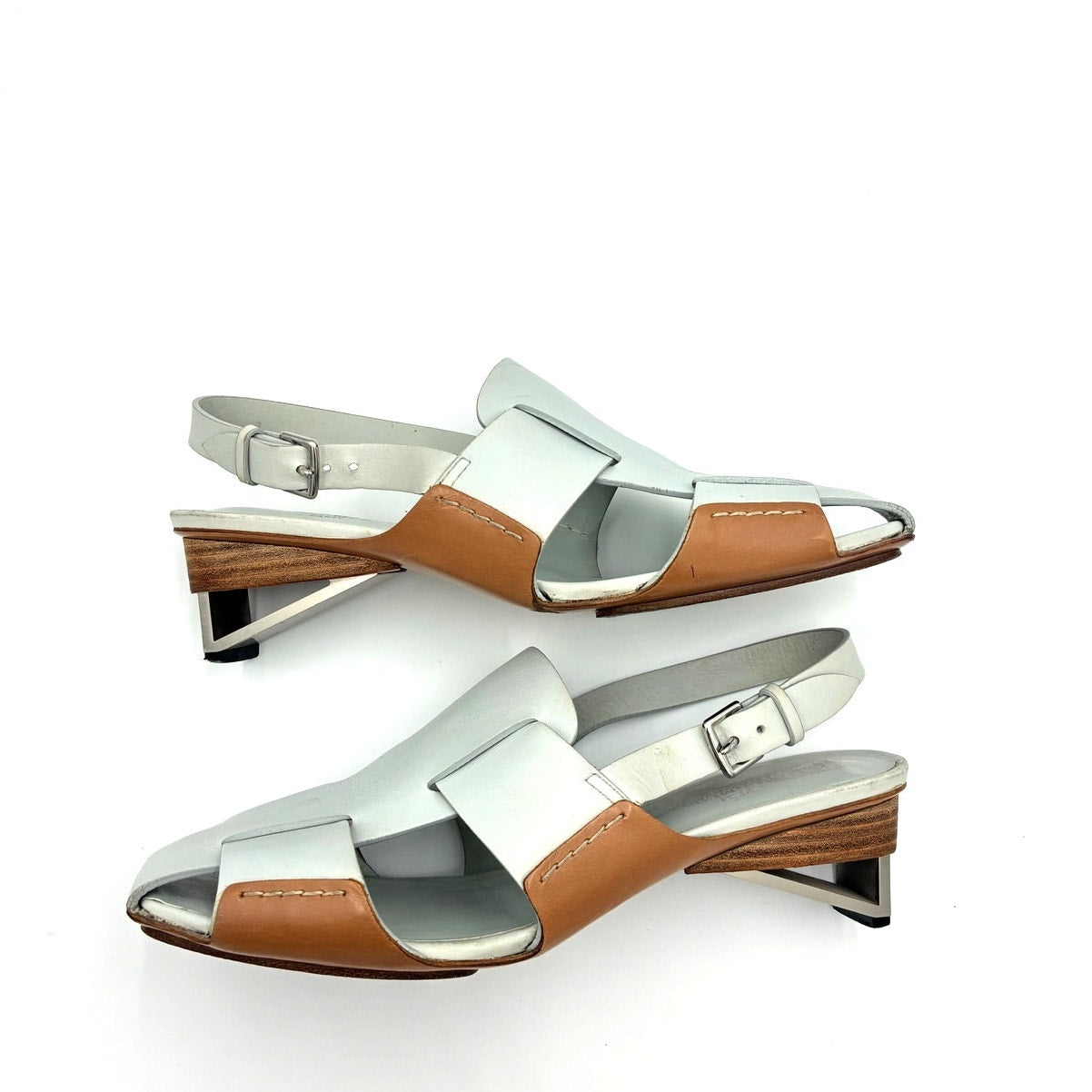 Blue Leather Slingback Sandals Spring 2018