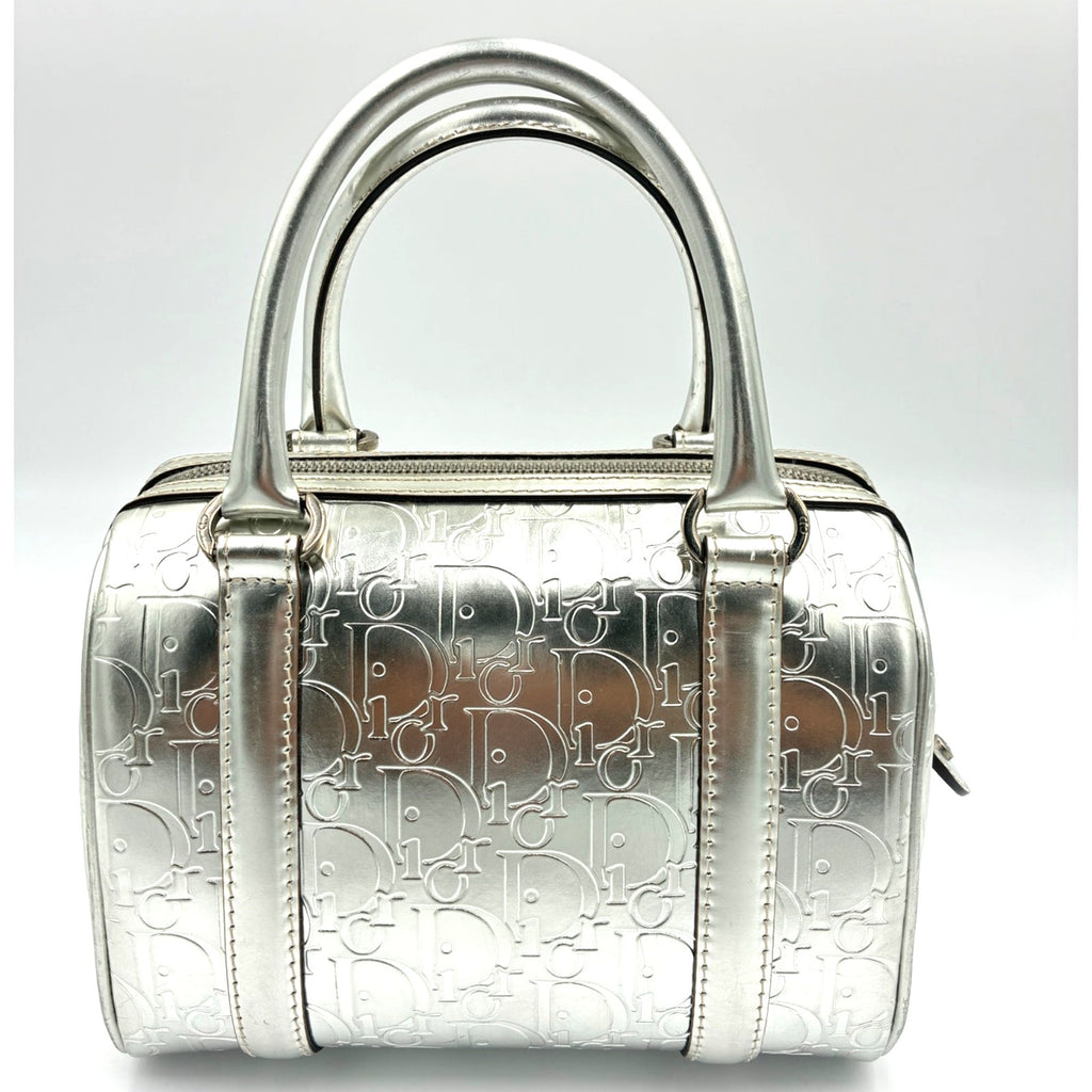 Silver Canvas Trotter Boston Bag