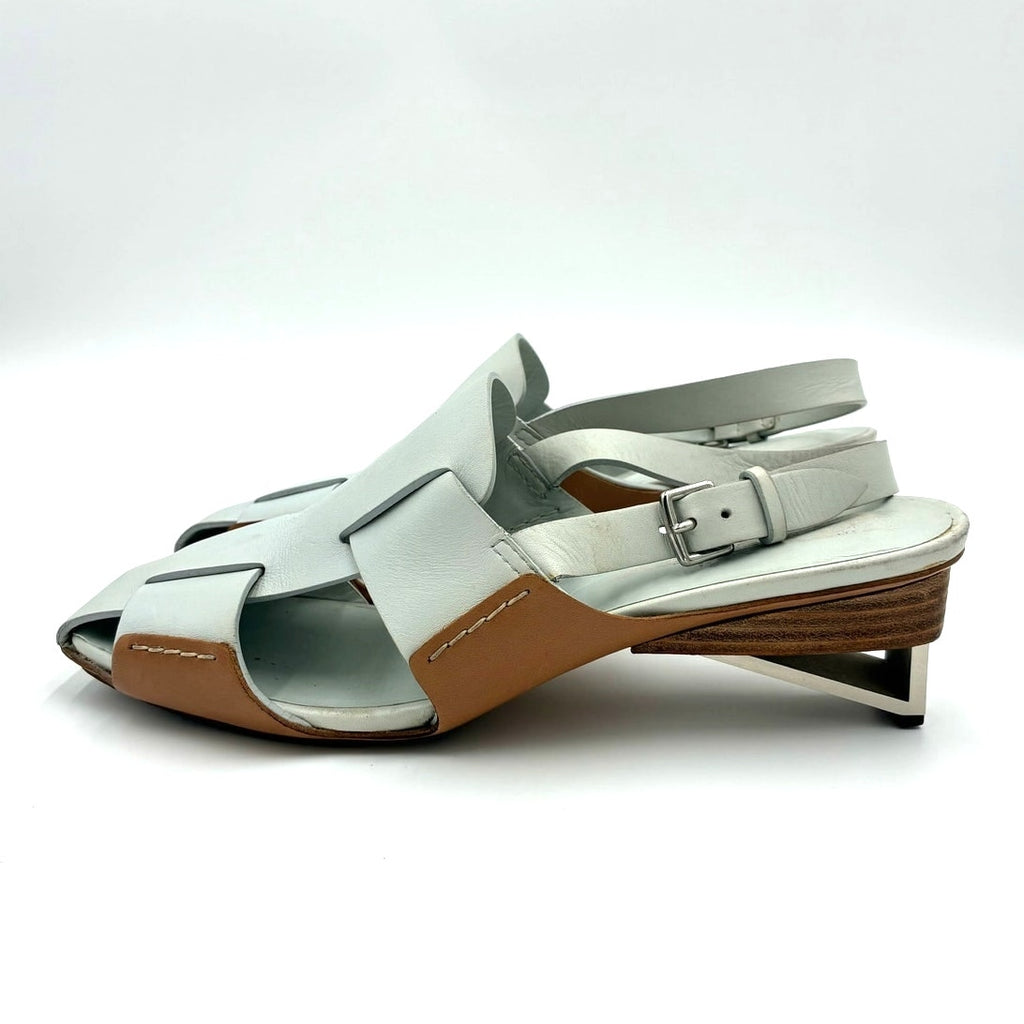 39.5 Blue Leather Slingback Sandals Spring 2018