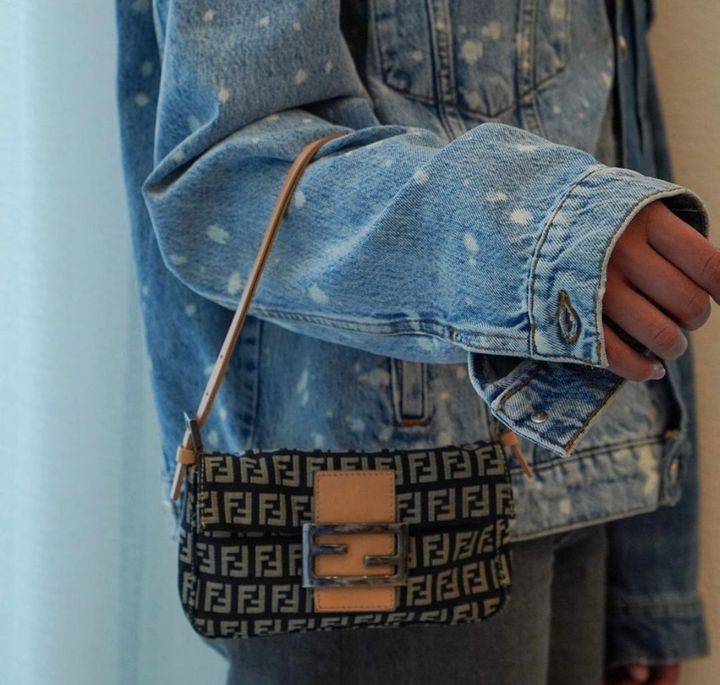 FF Zucchino Canvas Baguette Shoulder Bag