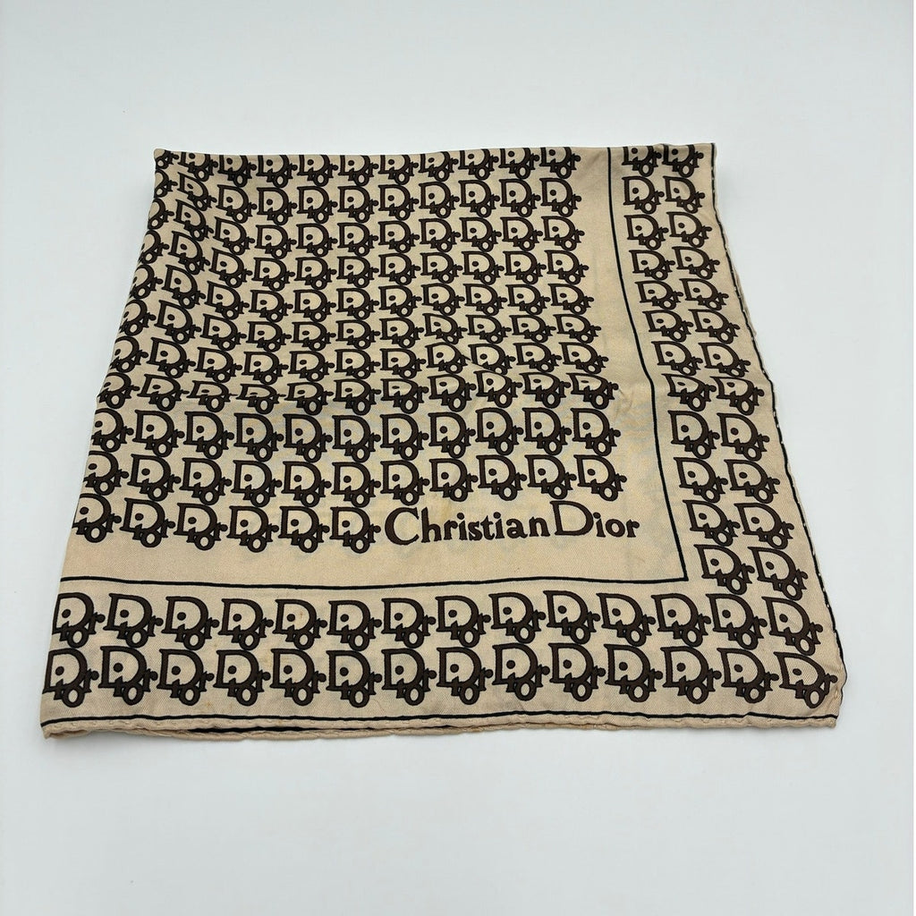 18" Christian Dior Vintage Trotter Monogram Silk Scarf