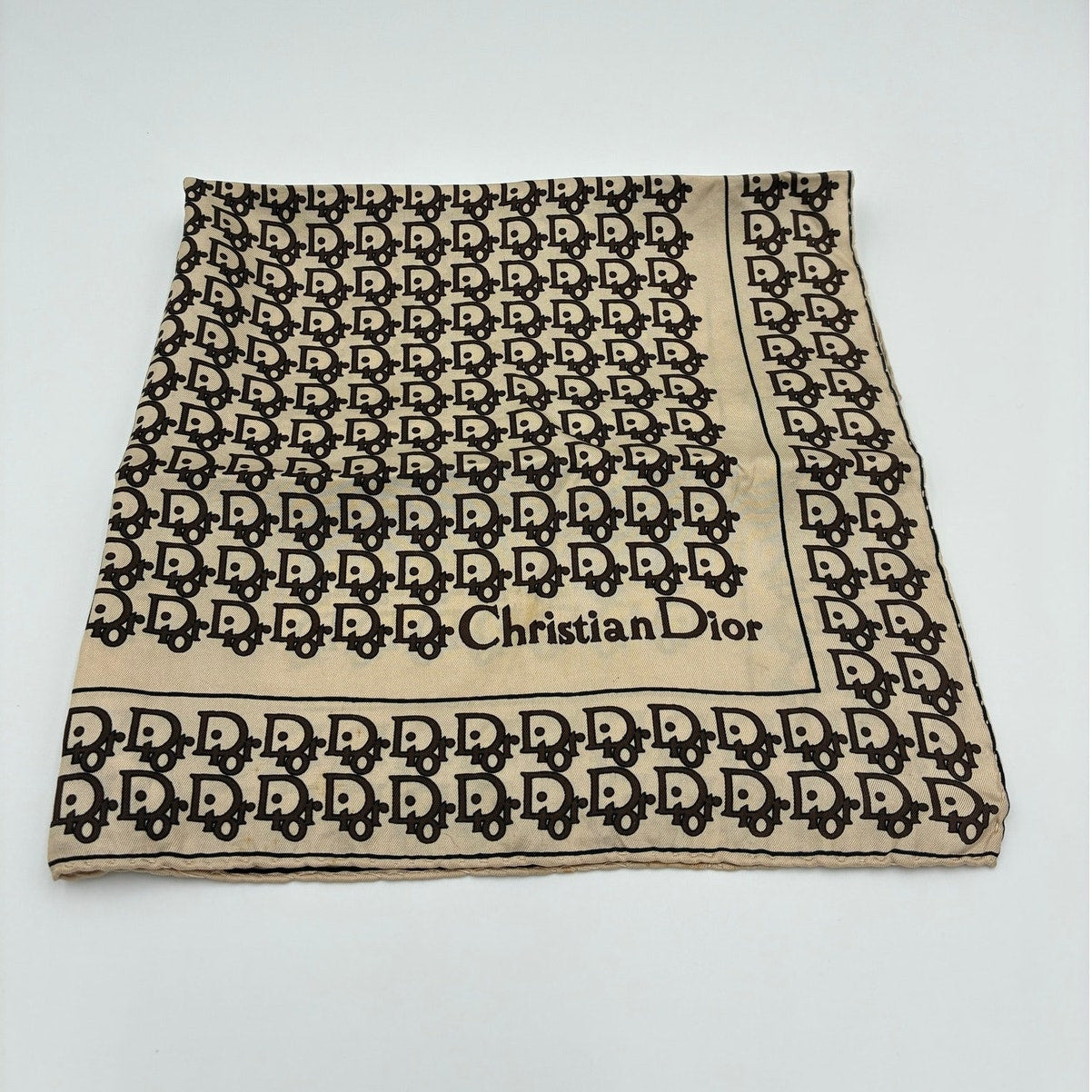 18" Christian Dior Vintage Trotter Monogram Silk Scarf
