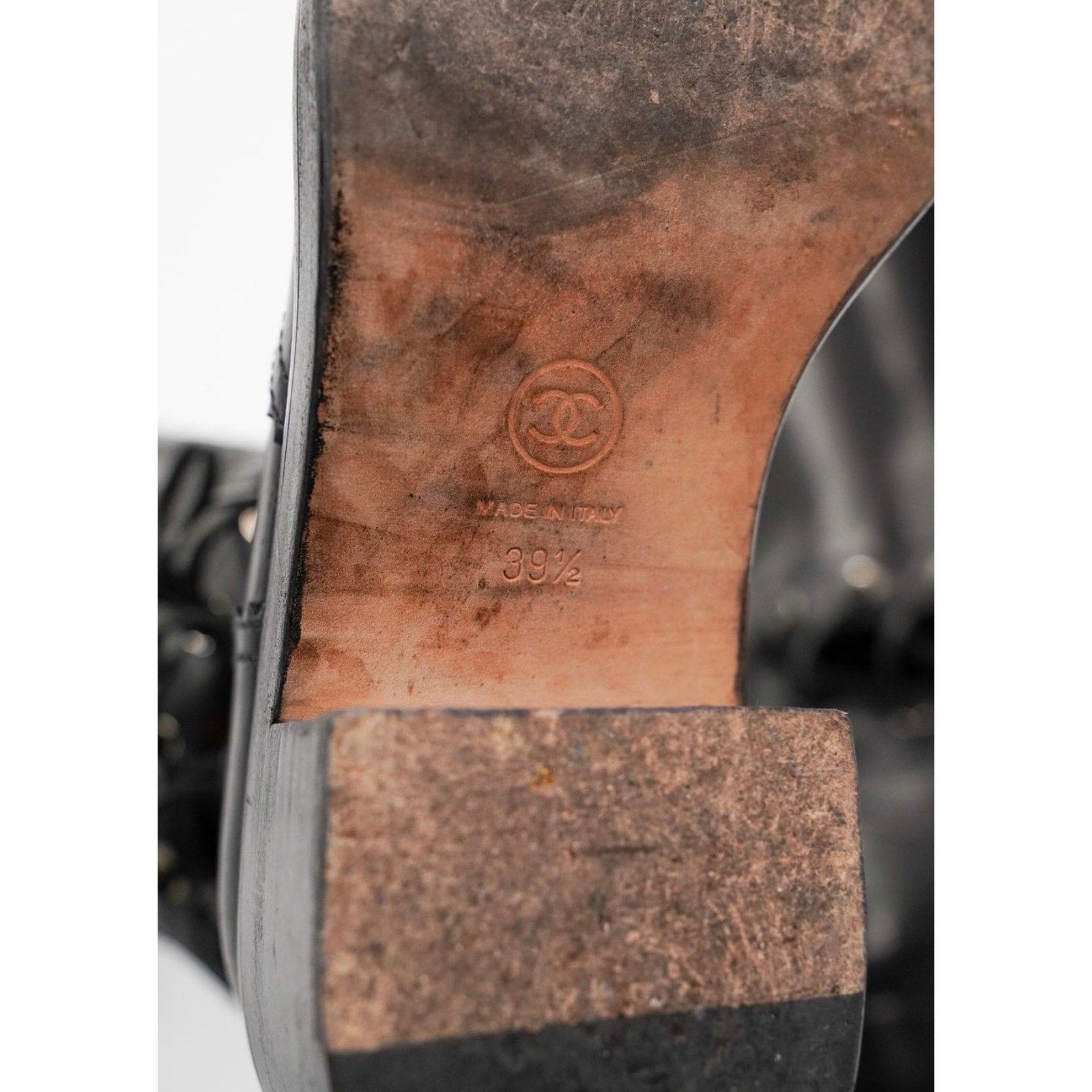 Black Calfskin Interlocking CC Riding Boots