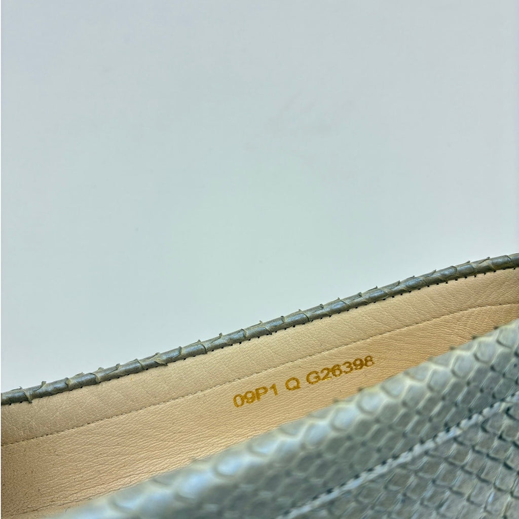 36.5 Chanel Vintage Metallic Leather CC Loafers