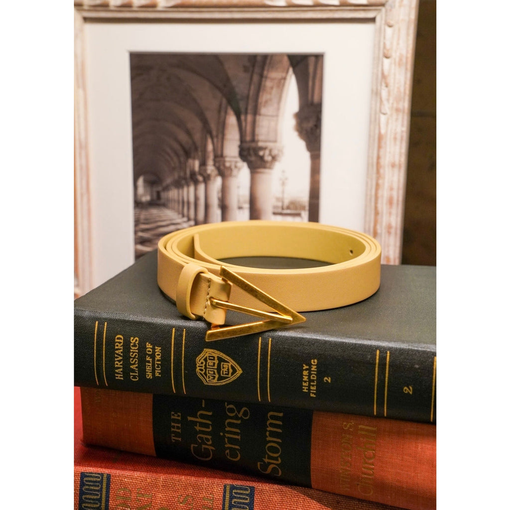 Skinny Butter Yellow Leather Triangle Belt