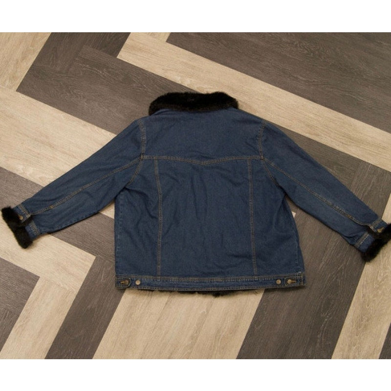 Denim Jacket with Faux Fur Trim