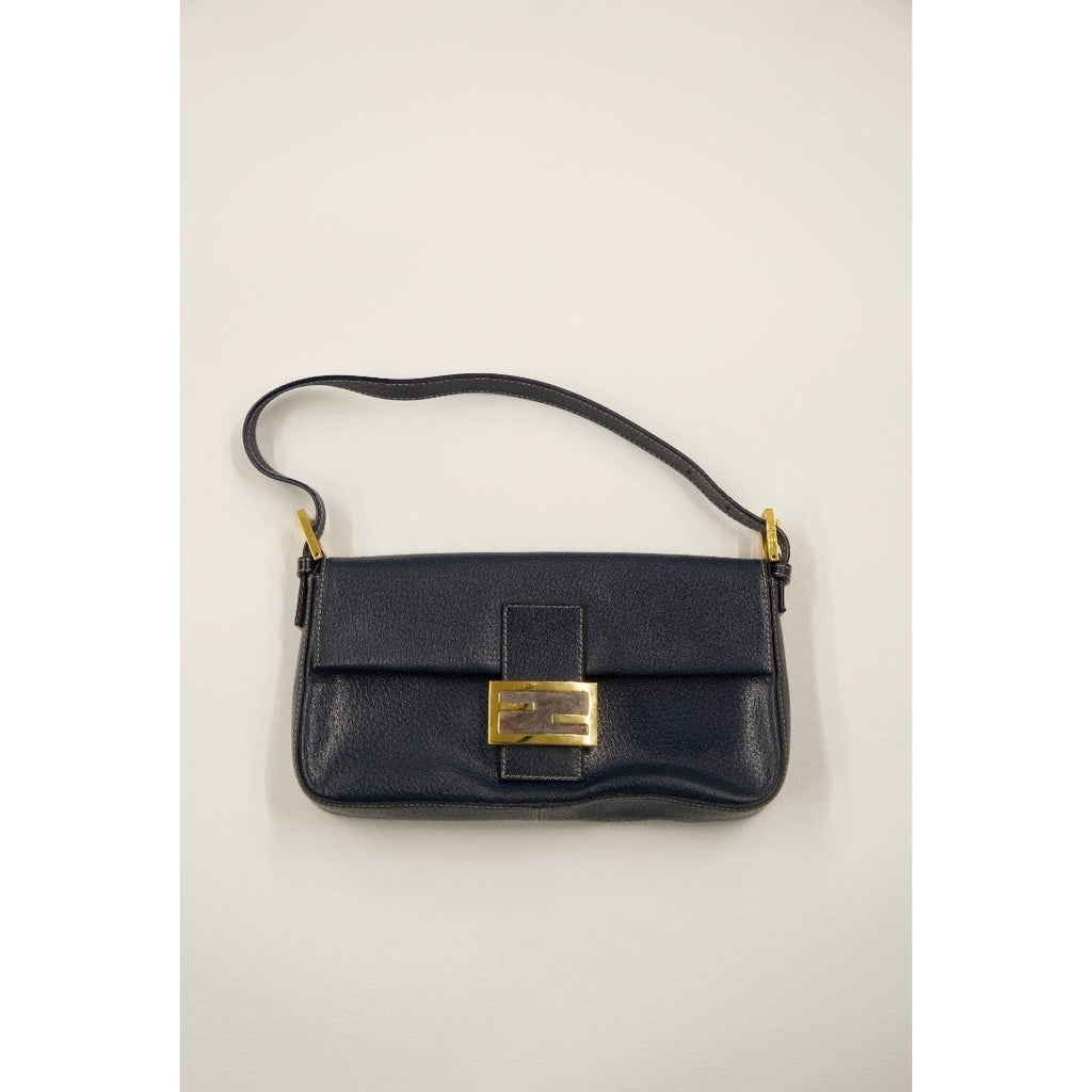 Baguette Blue Leather Handbag
