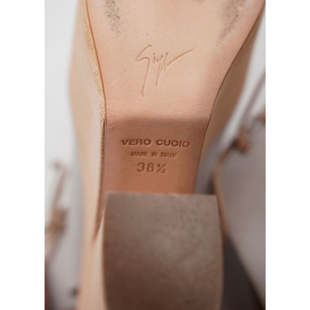 Grey Leather Laceup Platform Sandals