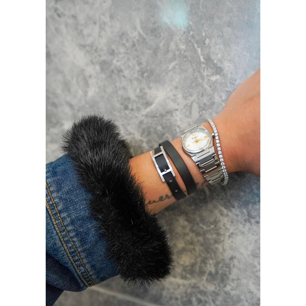 Behapi Double Tour Black Leather Bracelet