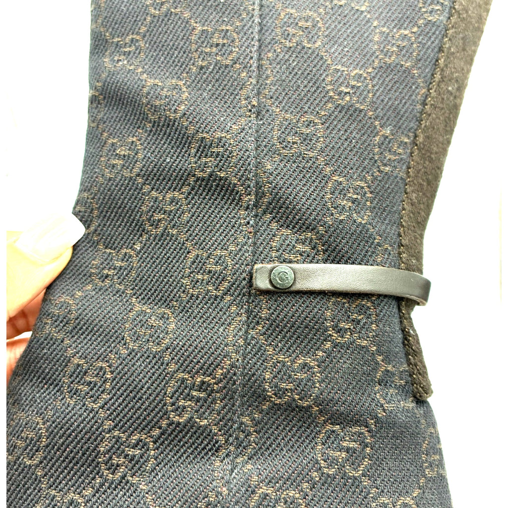 8.5 Gucci Tom Ford Vintage Brown Canvas GG Mid-Calf Boots