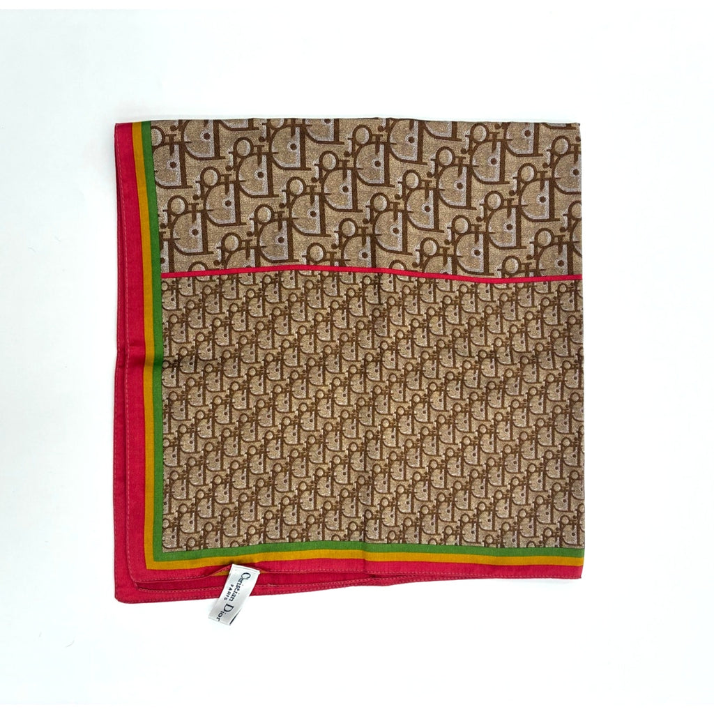 20.9" Vintage Rasta Trotter Monogram Silk Scarf Brown