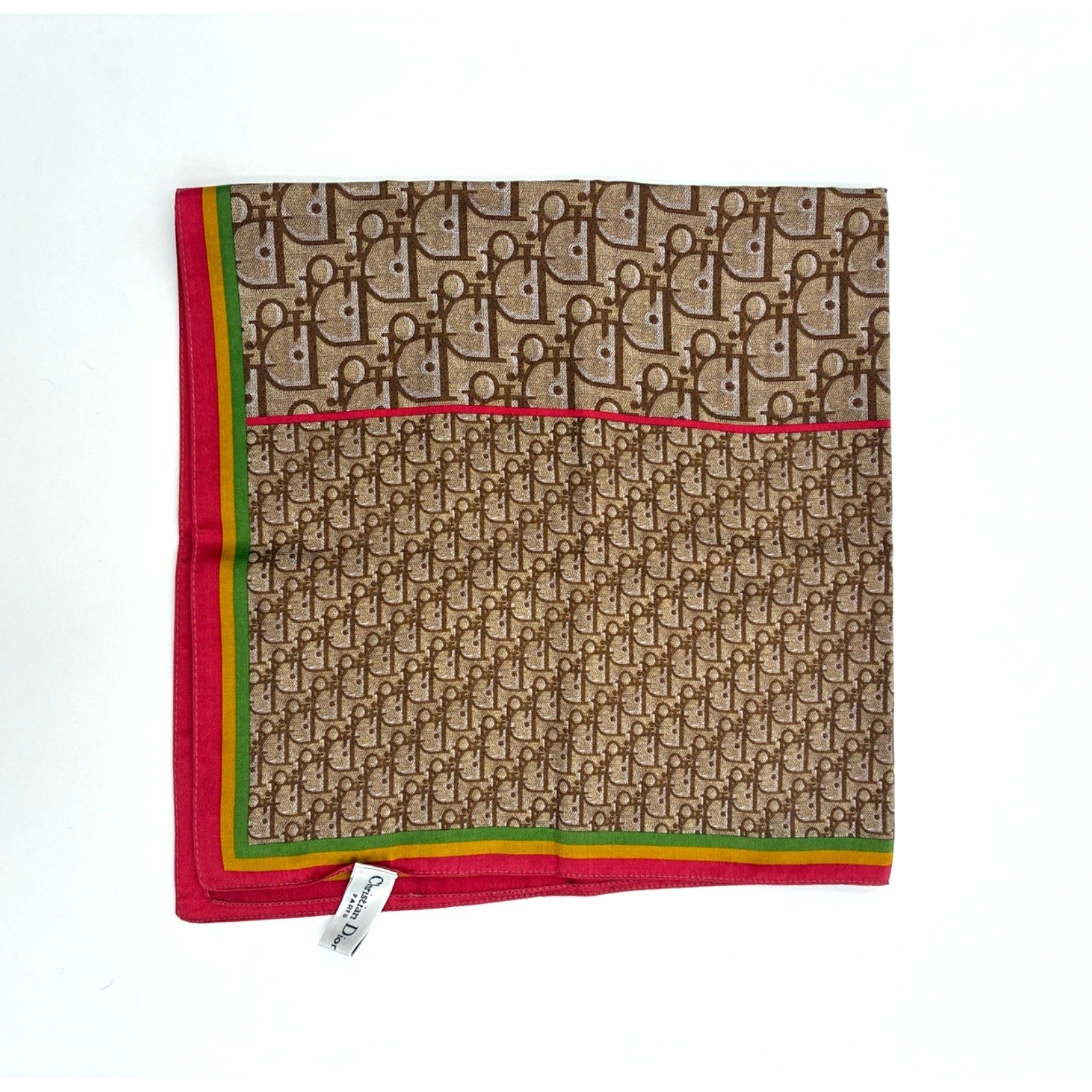 20.9" Vintage Rasta Trotter Monogram Silk Scarf Brown