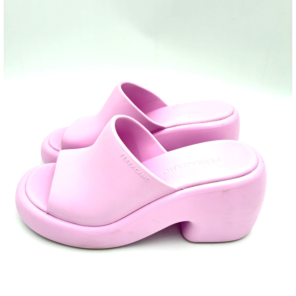 9 Pink Rubber Platform Sandals
