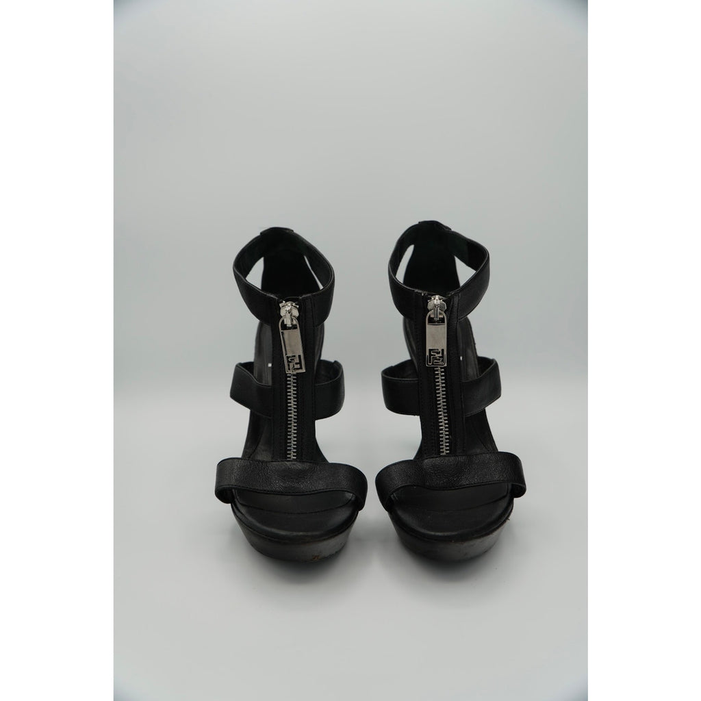 Black Leather Gladiator Platform Heel