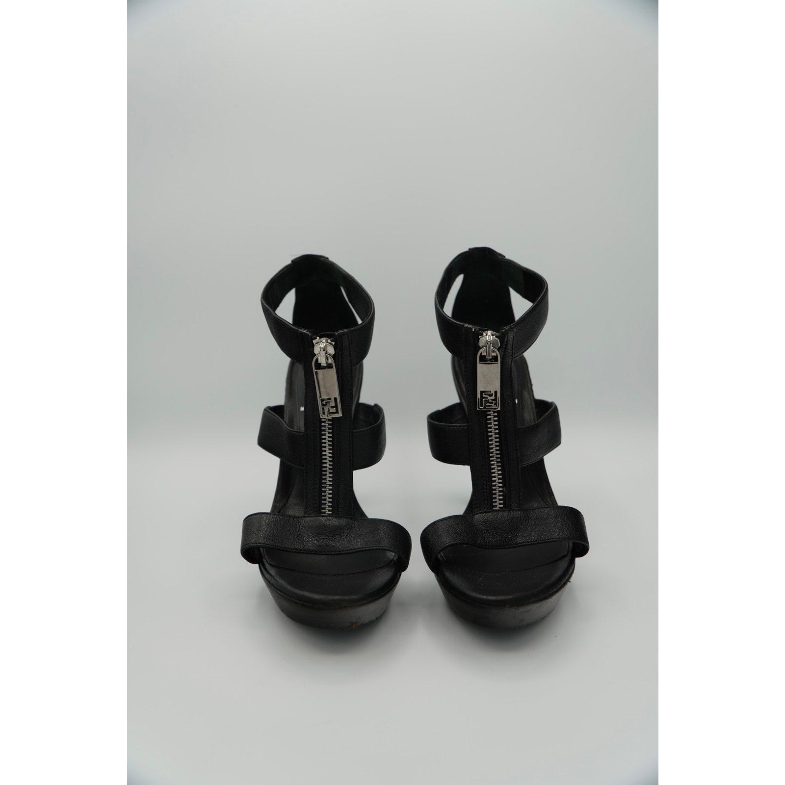 Black Leather Gladiator Platform Heel