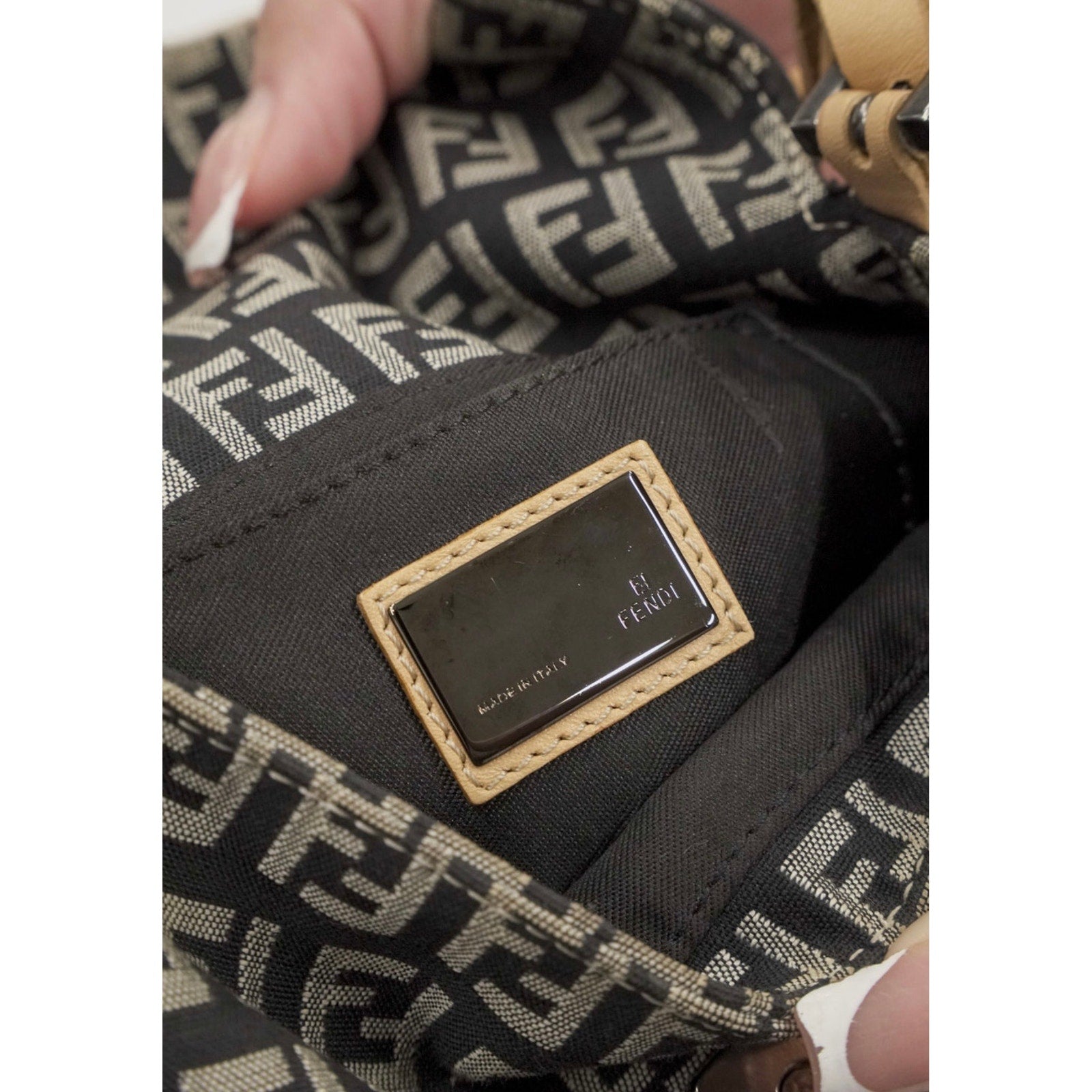 FF Zucchino Canvas Baguette Shoulder Bag