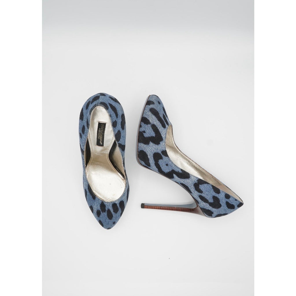Denim Animal Print Pumps