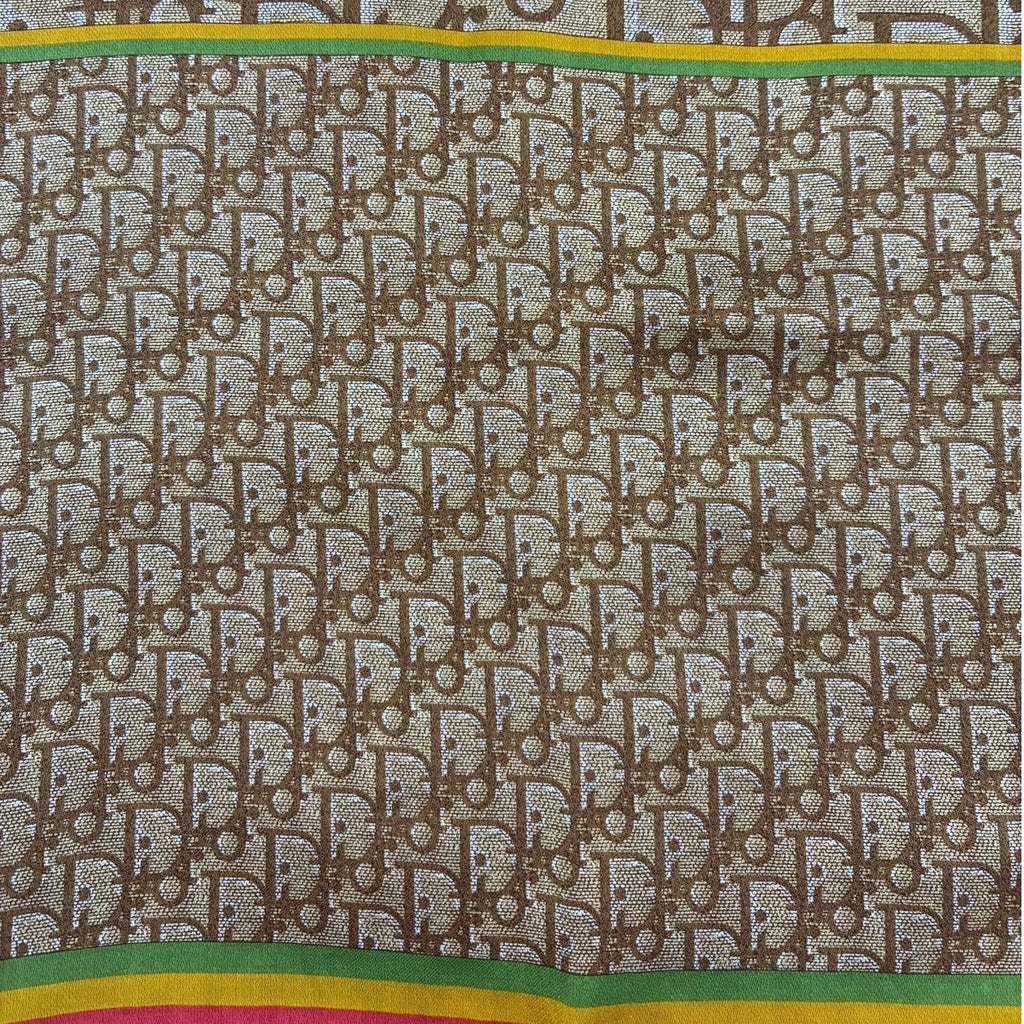 20.9" Vintage Rasta Trotter Monogram Silk Scarf Brown