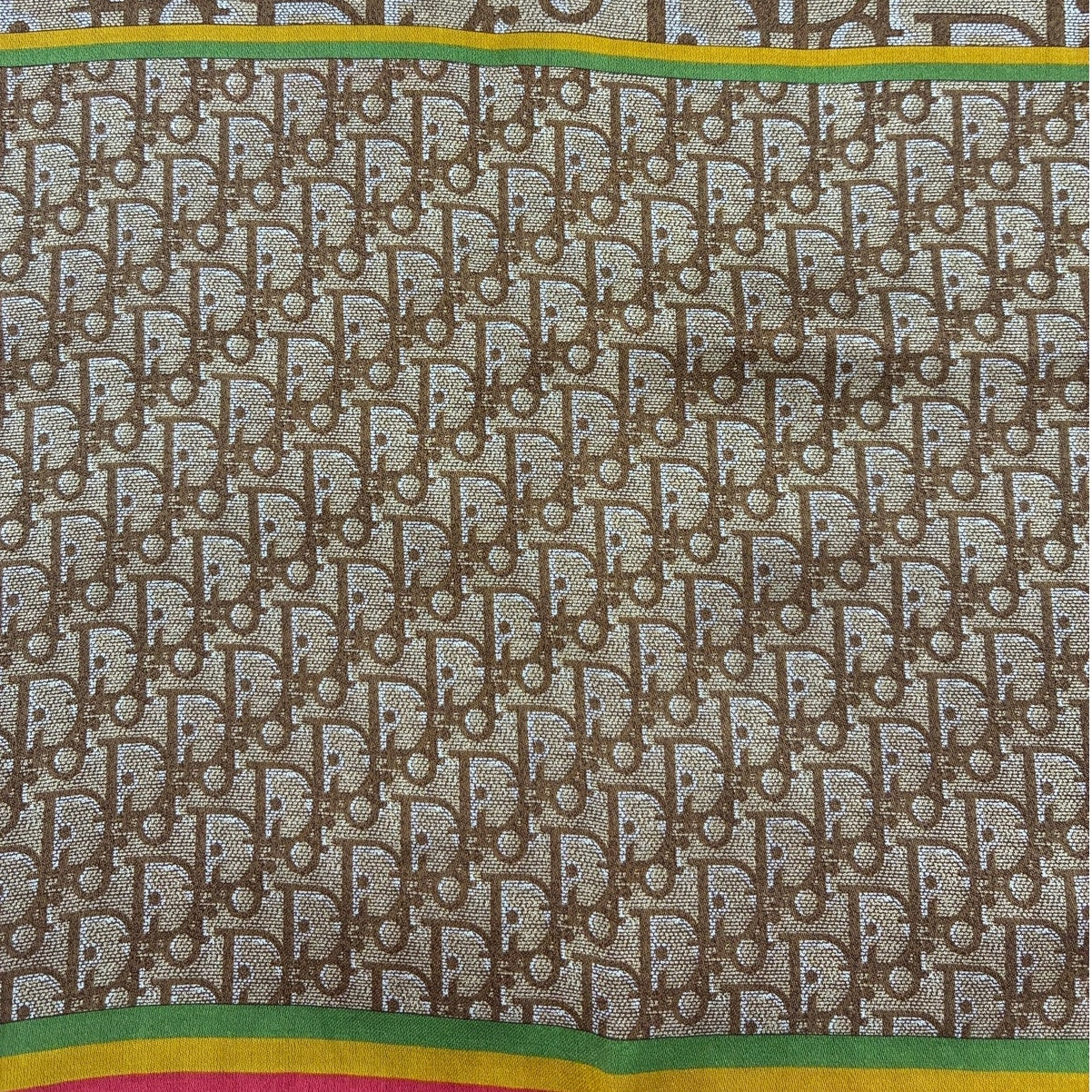 20.9" Vintage Rasta Trotter Monogram Silk Scarf Brown