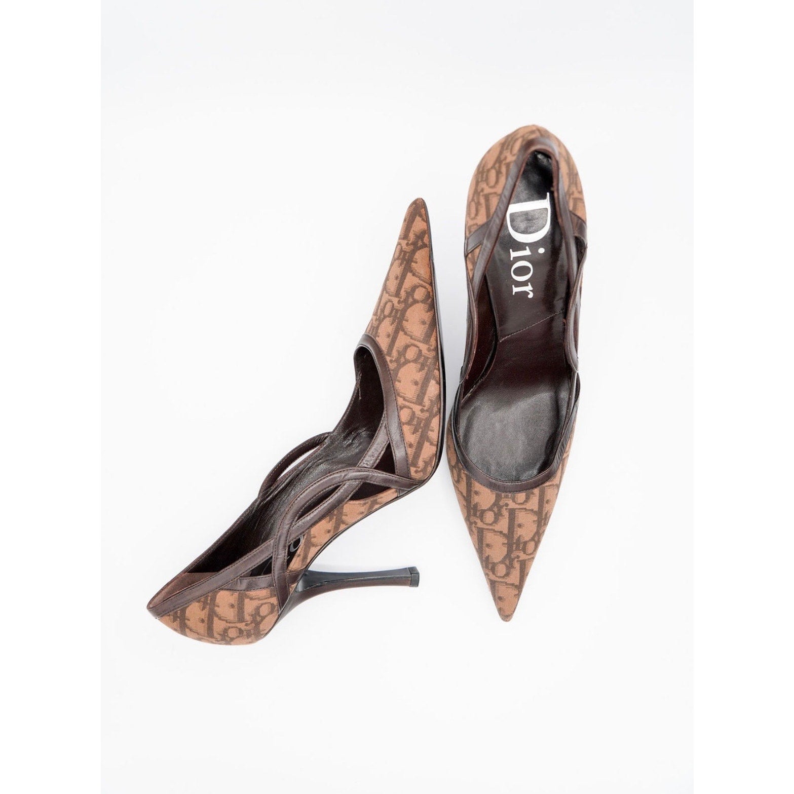 Vintage Brown Monogram Canvas Pumps