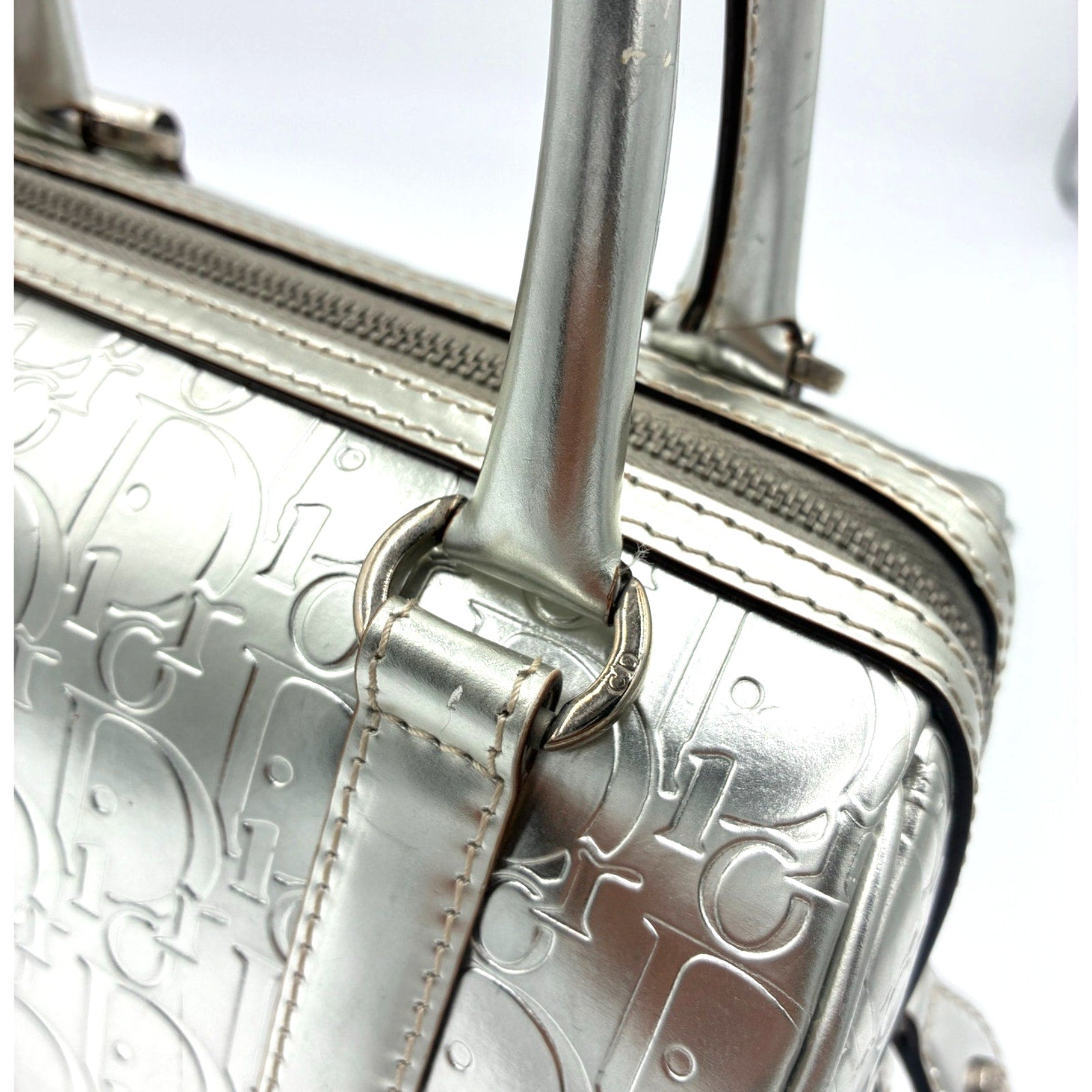 Silver Canvas Trotter Boston Bag