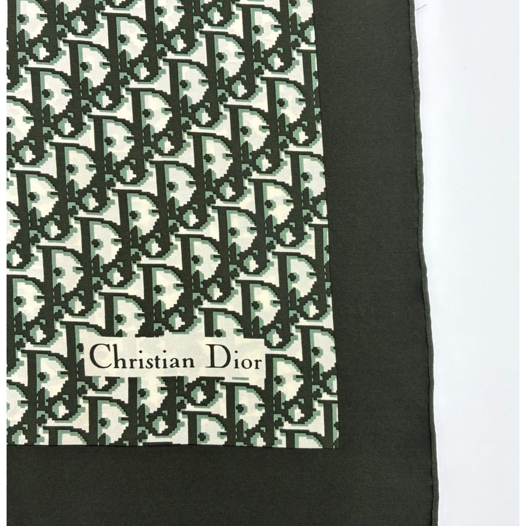 30" Dark Green Silk Trotter Monogram Scarf
