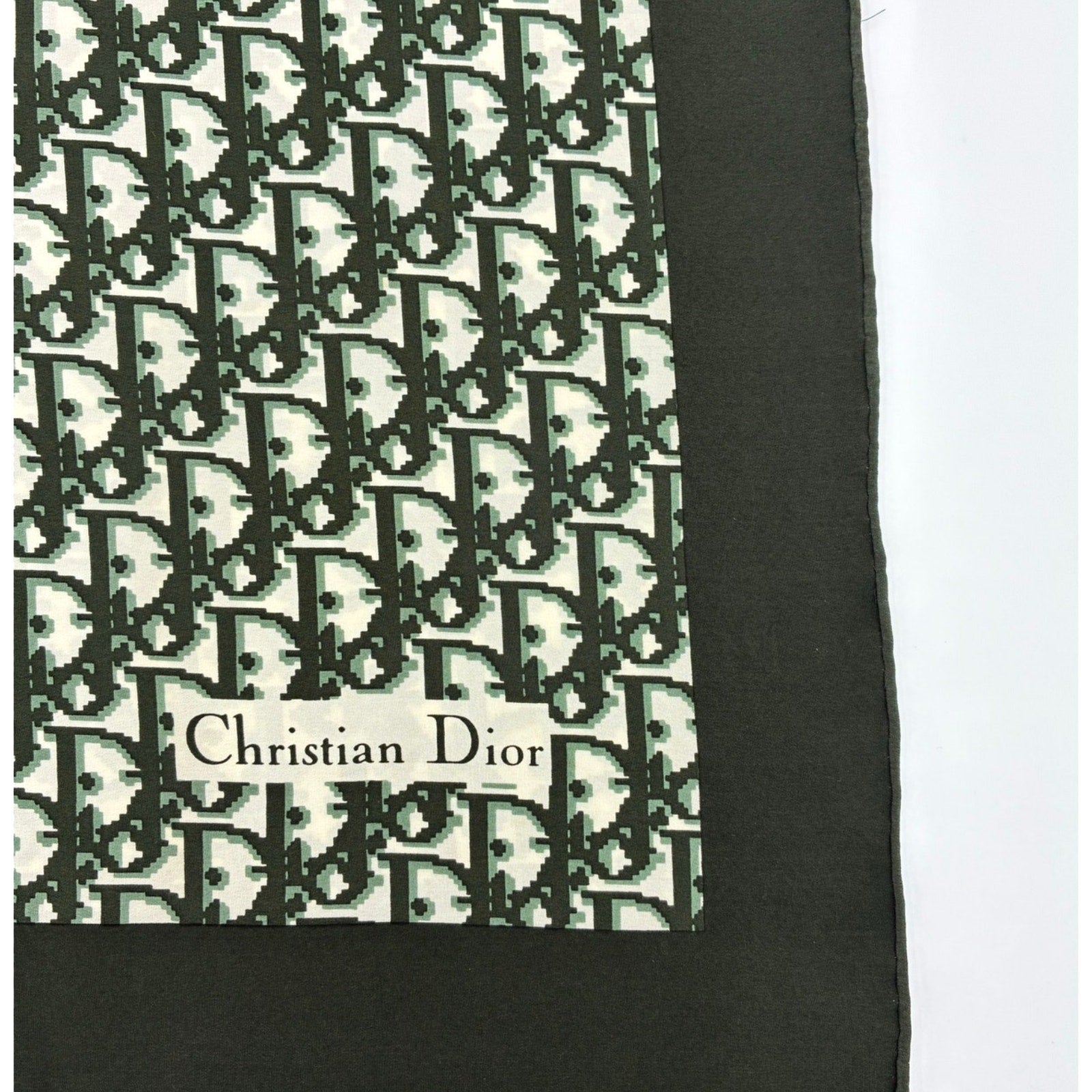 30" Dark Green Silk Trotter Monogram Scarf