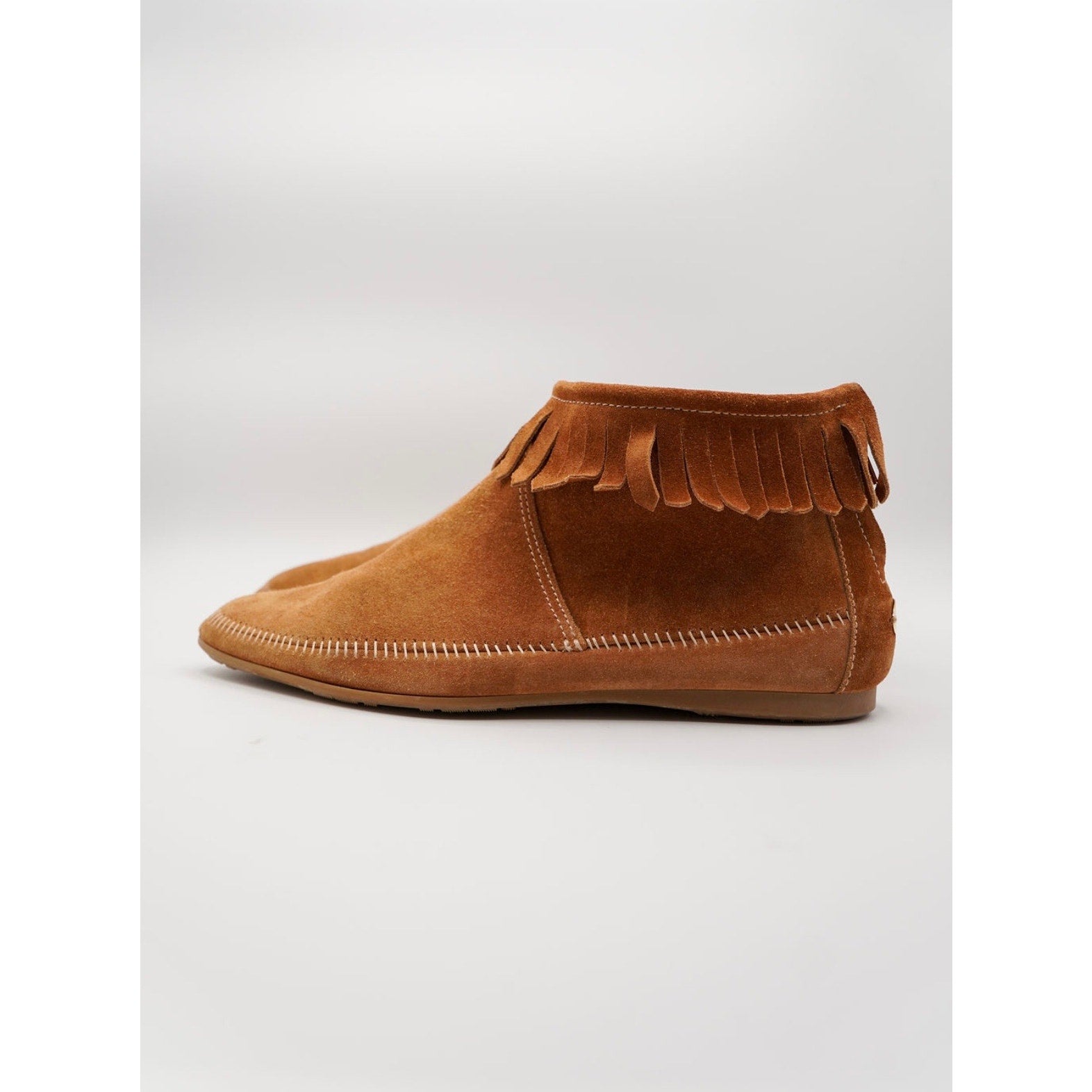 Suede Fringe Lace-Up Ankle Boots