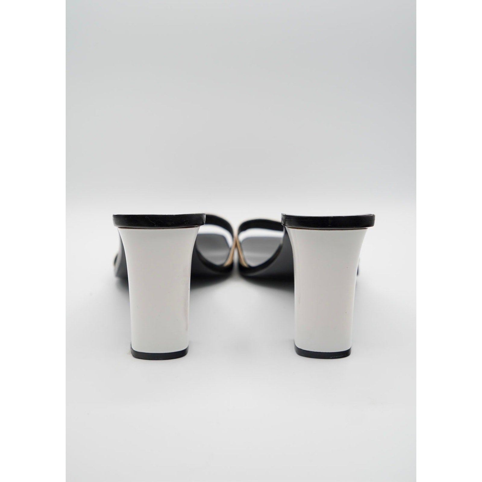 Logo Print Black and White Mule