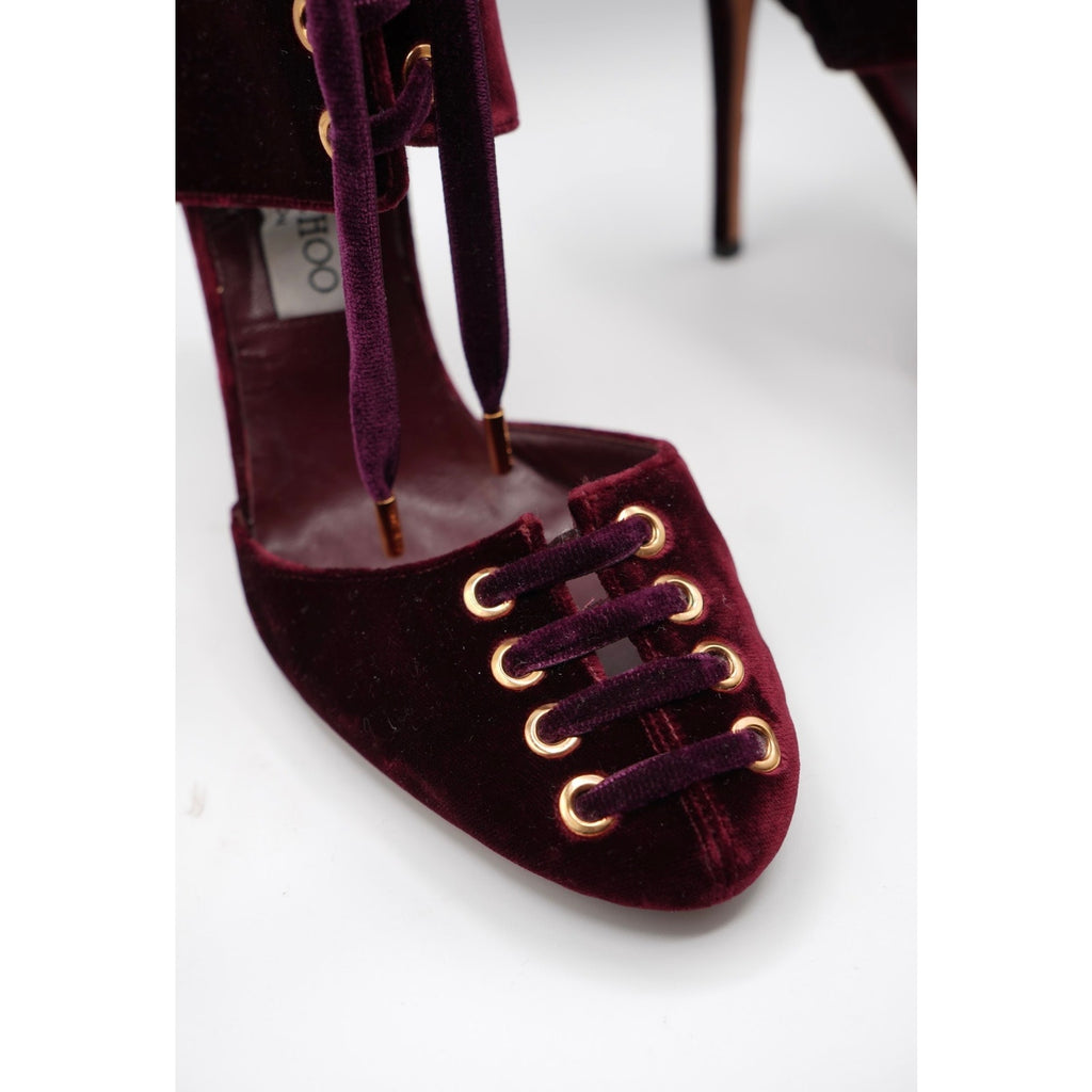 Burgundy Lace Up Heels