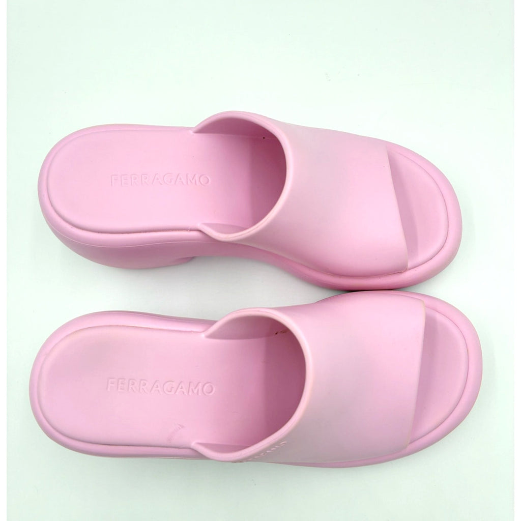 9 Pink Rubber Platform Sandals