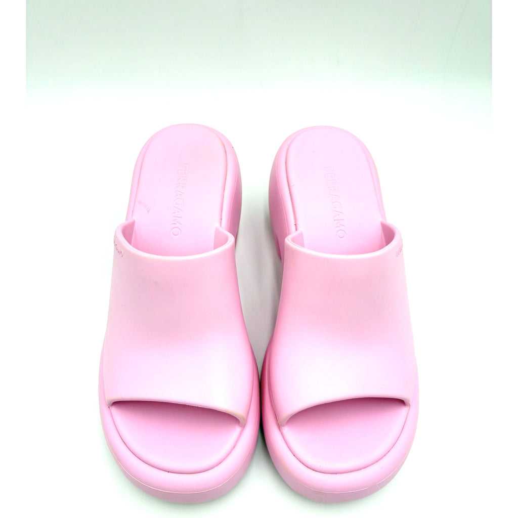 9 Pink Rubber Platform Sandals