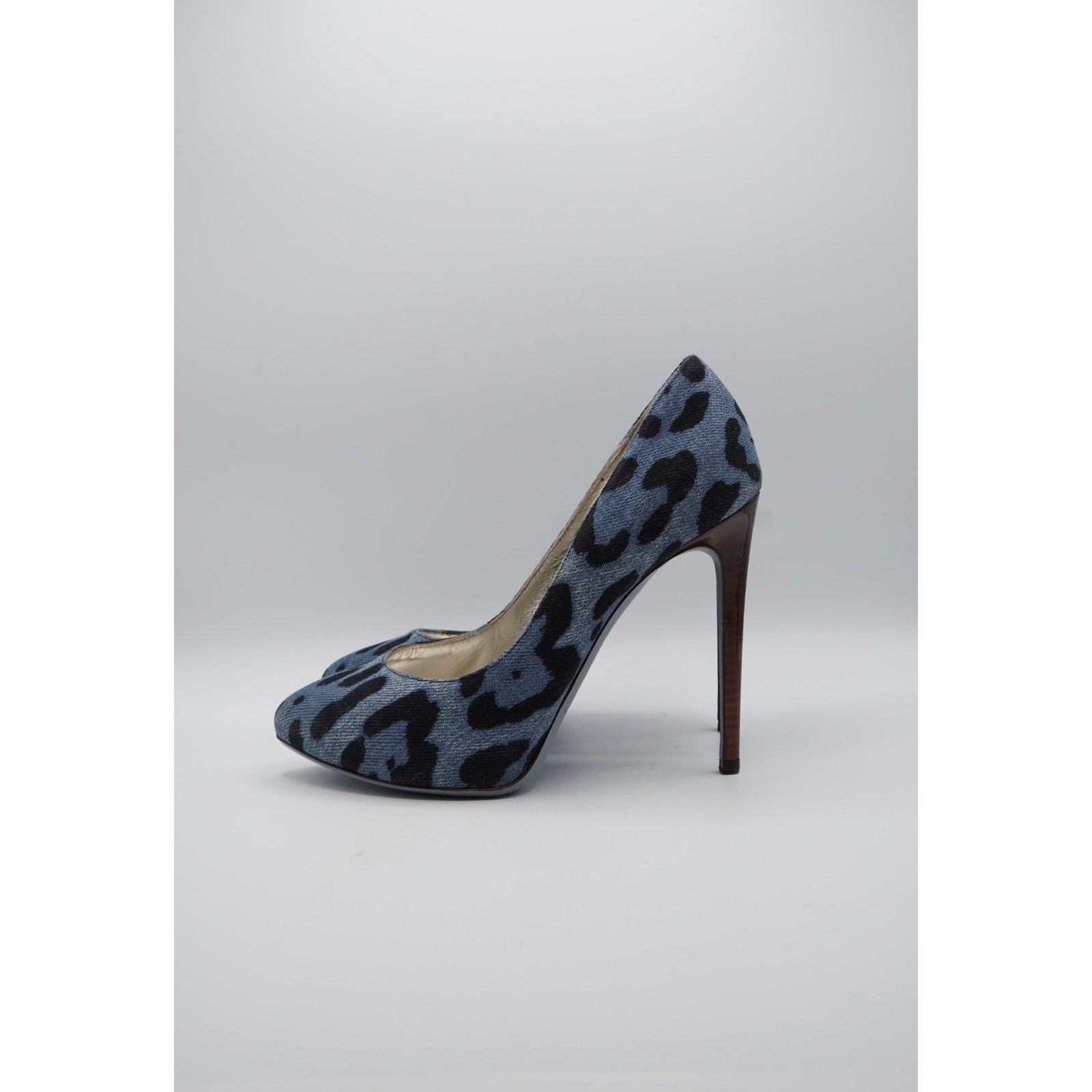 Denim Animal Print Pumps