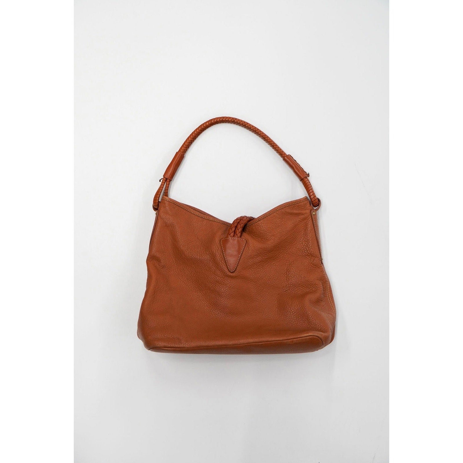 Vintage Brown Leather Braided Strap Hobo Bag