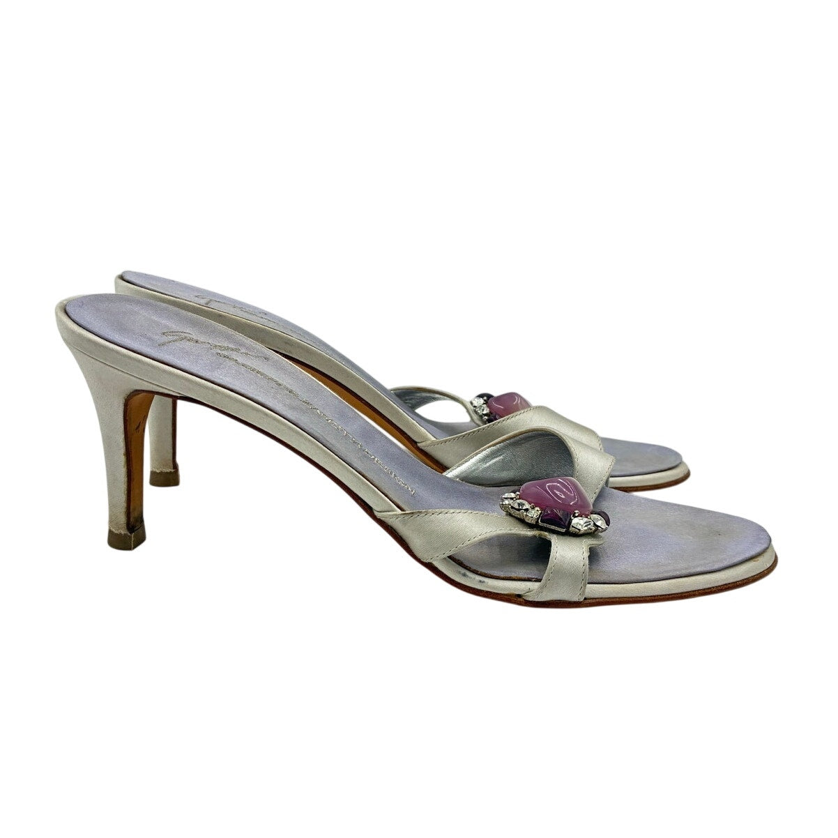 10 Purple Satin Crystal Embellished Mules