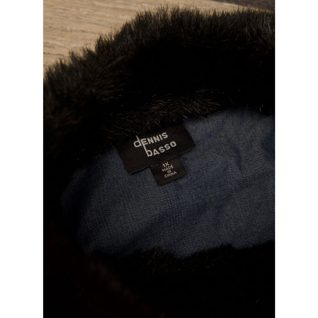 Denim Jacket with Faux Fur Trim
