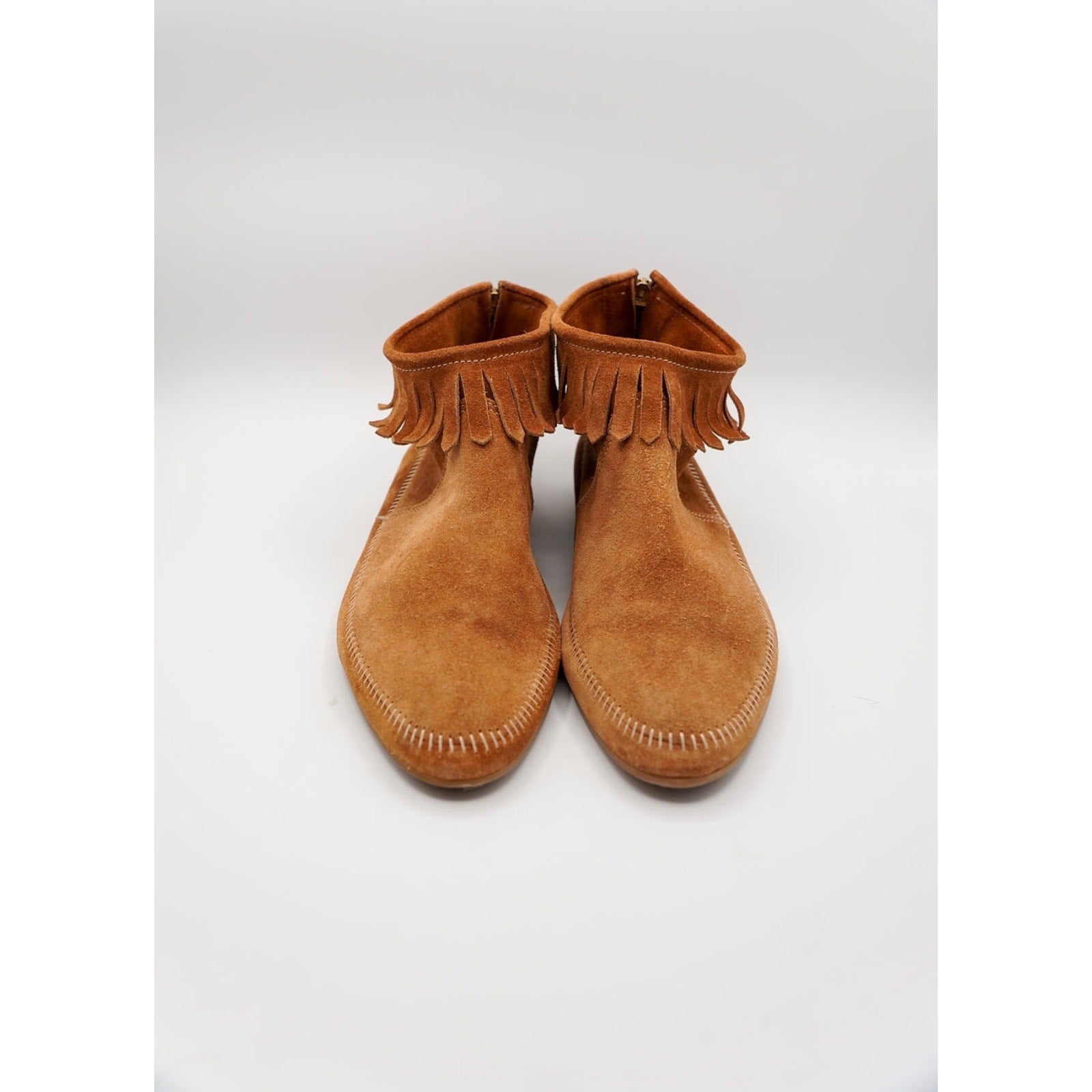 Suede Fringe Lace-Up Ankle Boots